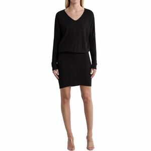 GO COUTURE Dress Womens Small Black Dolman Batwing Long Sleeve Stretch Made USA